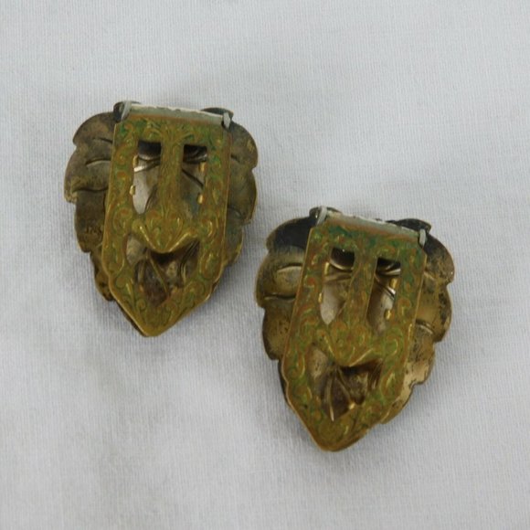 Set of 3 Leaves Leaf Layered Brass Tone Metal Vintage Dress Scarf Clips Textured - Picture 6 of 8